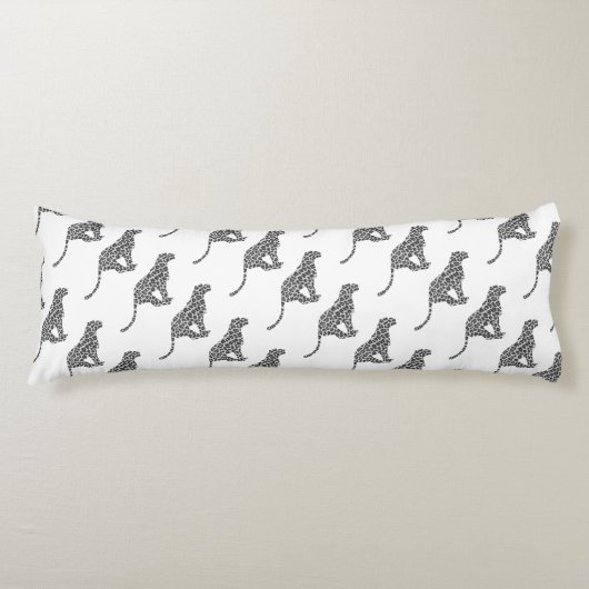 Leopard Gray en Light Grey Silhouette Lichaamskussen (Voorkant)
