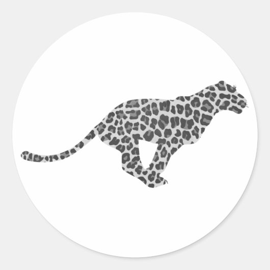 Leopard Gray en Light Grey Silhouette Ronde Sticker (Voorkant)