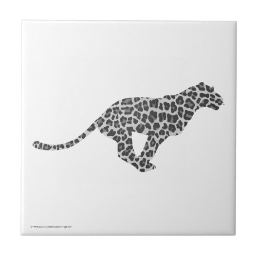 Leopard Gray en Light Grey Silhouette Tegeltje (Voorkant)