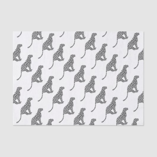 Leopard Gray en Light Grey Silhouette Tissuepapier (Voorkant)