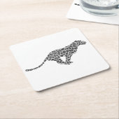 Leopard Gray en Light Grey Silhouette Vierkante Kartonnen Onderzetter (Schuin)
