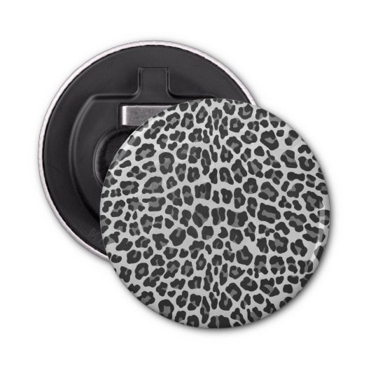 Leopard Grey en Light Grey Print Button Flesopener (Voorkant)
