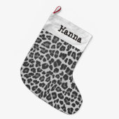 Leopard Grey en Light Grey Print Grote Kerstsok (Voorkant (Hangend))