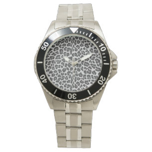 Leopard Grey en Light Grey Print Horloge