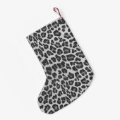 Leopard Grey en Light Grey Print Kleine Kerstsok (Achterkant (Hangend))