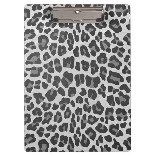 Leopard Grey en Light Grey Print Klembord (Voorkant)