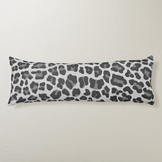 Leopard Grey en Light Grey Print Lichaamskussen (Voorkant)