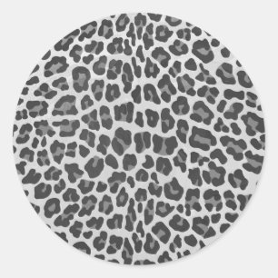 Leopard Grey en Light Grey Print Ronde Sticker
