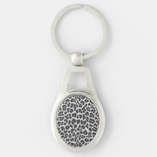Leopard Grey en Light Grey Print Sleutelhanger