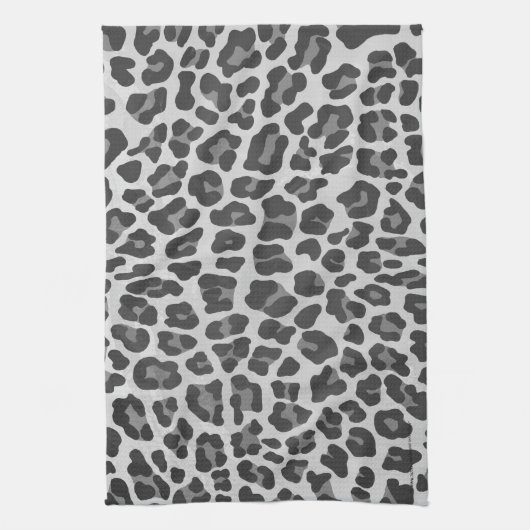 Leopard Grey en Light Grey Print Theedoek (Verticaal)