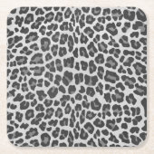 Leopard Grey en Light Grey Print Vierkante Kartonnen Onderzetter (Voorkant)