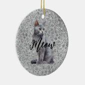 Leopard Grey Meow Kitty Kat Keramisch Ornament (Rechts)