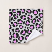 Leopard Grey Pink Black Bad Handdoek (Wasdoekje)