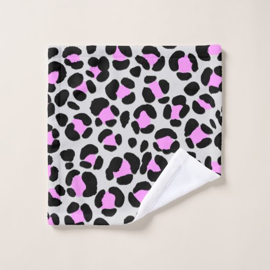Leopard Grey Pink Black Bad Handdoek (Wasdoekje)