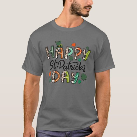 Leopard Happy St. Patrick's Day Leprechaun Hat Sha T-shirt (Voorkant)
