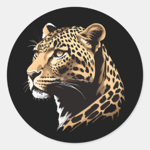 Leopard Head Ronde Sticker