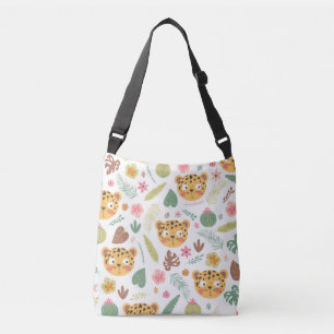 Leopard Head Tropische Planten Crossbody Tas