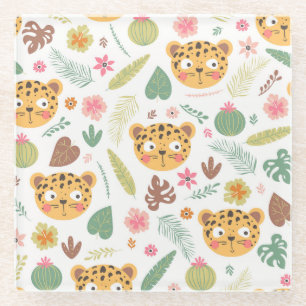 Leopard Head Tropische Planten Glazen Onderzetter