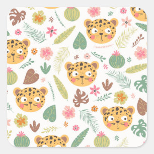 Leopard Head Tropische Planten Vierkante Sticker