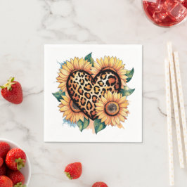 Leopard Heart Floral Servet