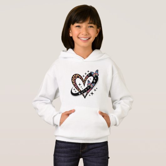 Leopard Heart Infinity Butterfly T-Shirt (Devant entier)