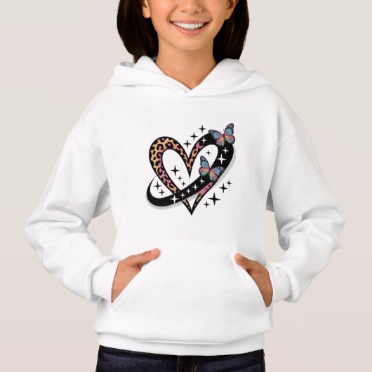 Leopard Heart Infinity Butterfly T-Shirt (Devant)