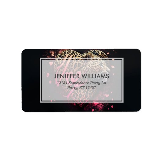 Leopard Heart Love Graffiti Art Etiket (Voorkant)