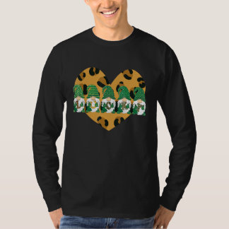Leopard Heart Pset Gnomes St. Patricks Day Shamro T-shirt