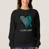 Leopard Heart Scleroderma Awareness Teal Ribbon Trui (Voorkant)