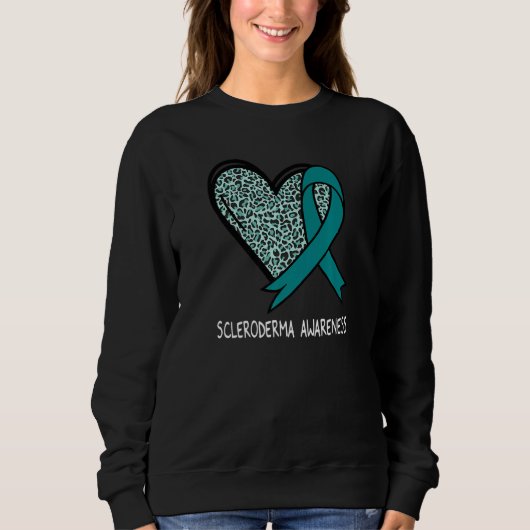 Leopard Heart Scleroderma Awareness Teal Ribbon Trui (Voorkant)