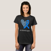 Leopard Heart Vocal Cord Dysfunction Awareness Blu T-shirt (Voorkant volledig)