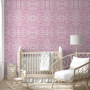 Leopard Heet Roze en Wit Schattige Koel Patroon Behang