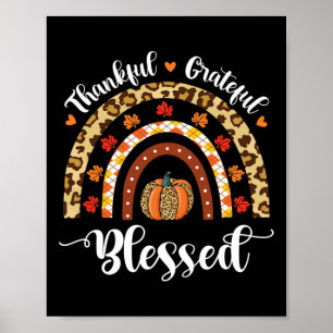 Leopard Herfst Rainbow Thankful Grateful Blessed P Poster
