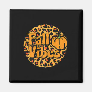 Leopard Herfst Vibes Cute Autumn Thanksgiving Vrou Magneet