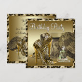 Leopard High Heel Schoenen Zwart Goud Vrouwen Verj Kaart (Voorkant / Achterkant)