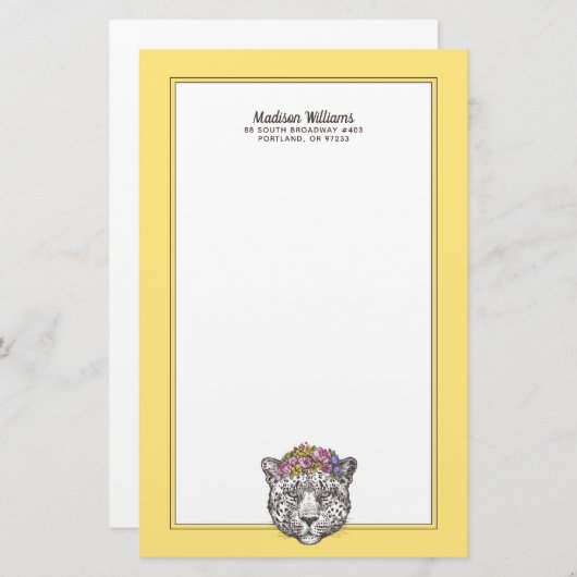 Leopard Hippie Chic | Jouw namen toevoegen Briefpapier (Voorkant / Achterkant)