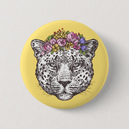 Leopard Hippie Chic Ronde Button 5,7 Cm (Voorkant)