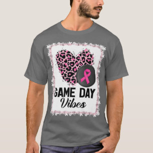 Leopard Hockey Puck Game Day Vibes Breast Cancer A T-shirt