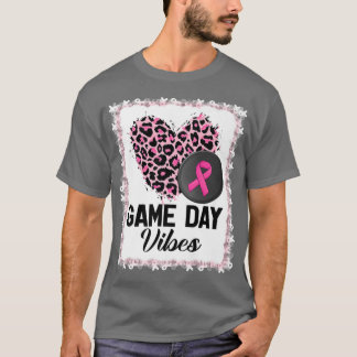 Leopard Hockey Puck Game Day Vibes Breast Cancer A T-shirt