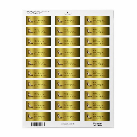 Leopard hoge hakken aangepaste Adresetiketten Etiket (Full Sheet)