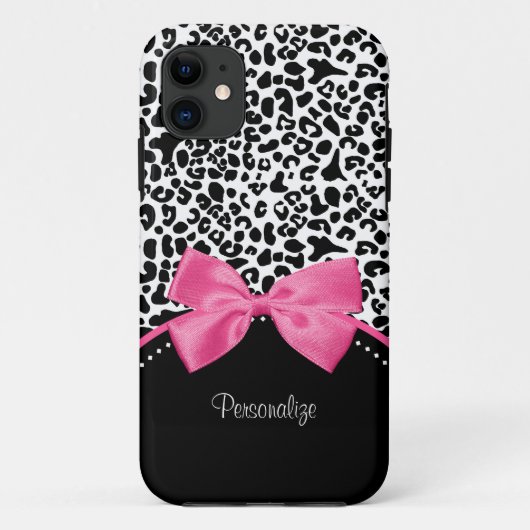 Leopard Hot Pink Bow Case-Mate iPhone Case (Achterkant)