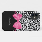 Leopard Hot Pink Bow Case-Mate iPhone Case (Achterkant (horizontaal))