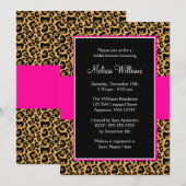 Leopard Hot Pink Bridal Shower Uitnodigingen (Voorkant / Achterkant)