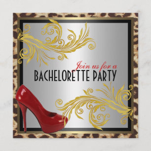 Leopard & Hot Red Heels Bachelorette Party nodigt Kaart