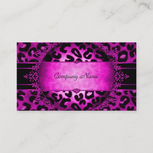 Leopard Hot rose noir carte de boutique élégant (Devant)