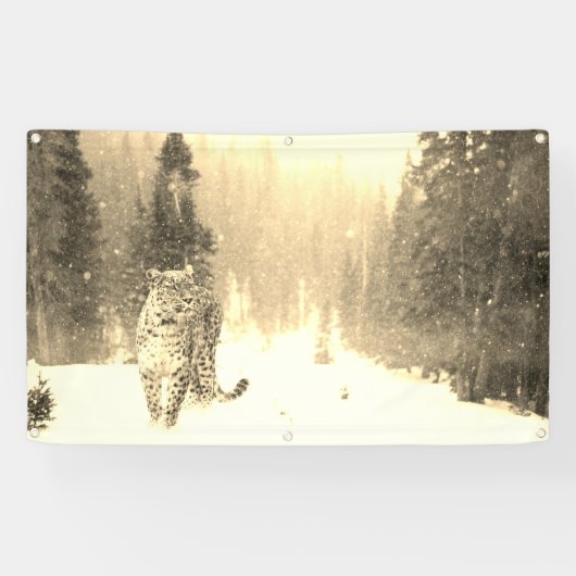 LEOPARD IN DE SNEEUWBanner Spandoek (Horizontaal)