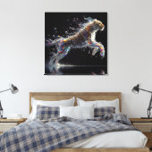 leopard in mid-leap canvas afdruk (Insitu (Slaapkamer))