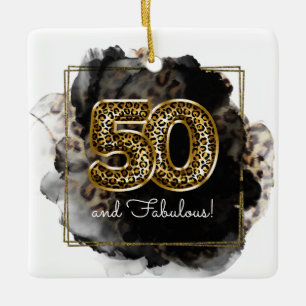 Leopard Ink 50 en Fabulous Birthday Custom Photo Keramisch Ornament