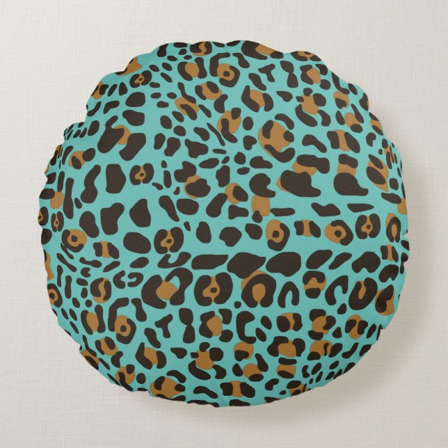 Leopard Jaguar Animal Print Pattern Rond Kussen (Voorkant)