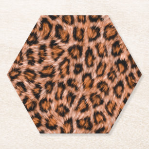 Leopard Jaguar Cat Brown bontpatroon-24609 Kartonnen Onderzetters